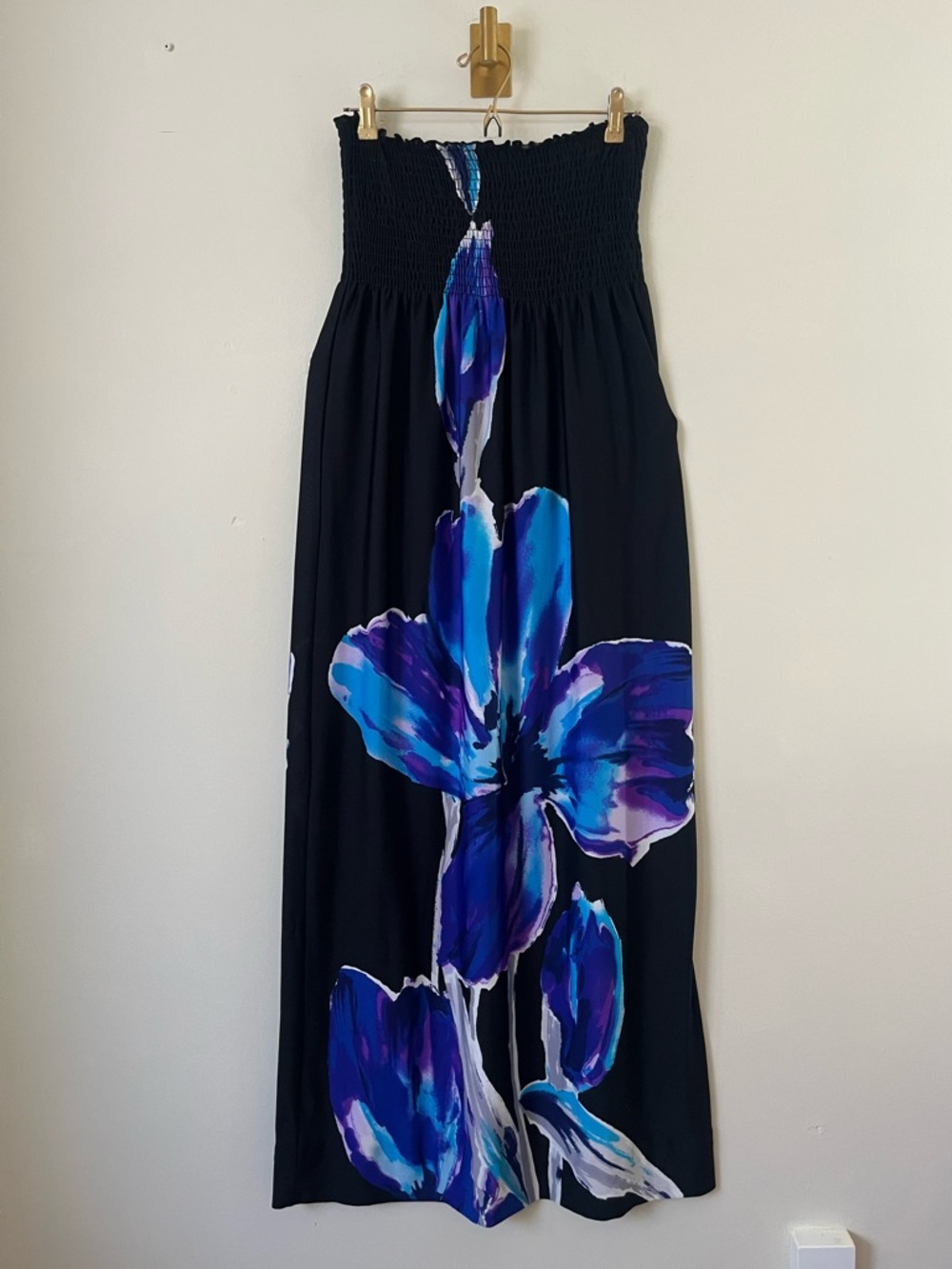 Bailey Blue Strapless resortwear summer black  Maxi Dress with Floral Print S